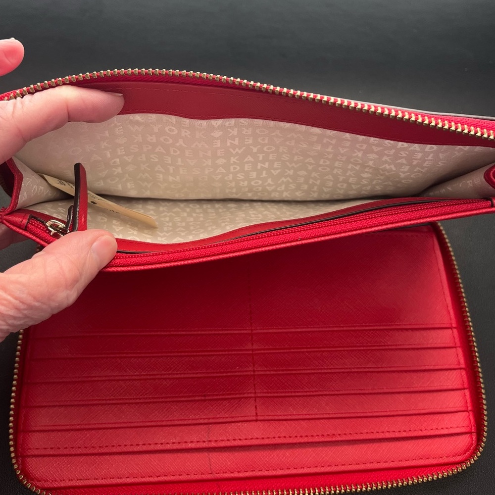 Kate Spade Large Madison Continental Red Zip-Around Wallet - NWOT - Picture 7 of 9